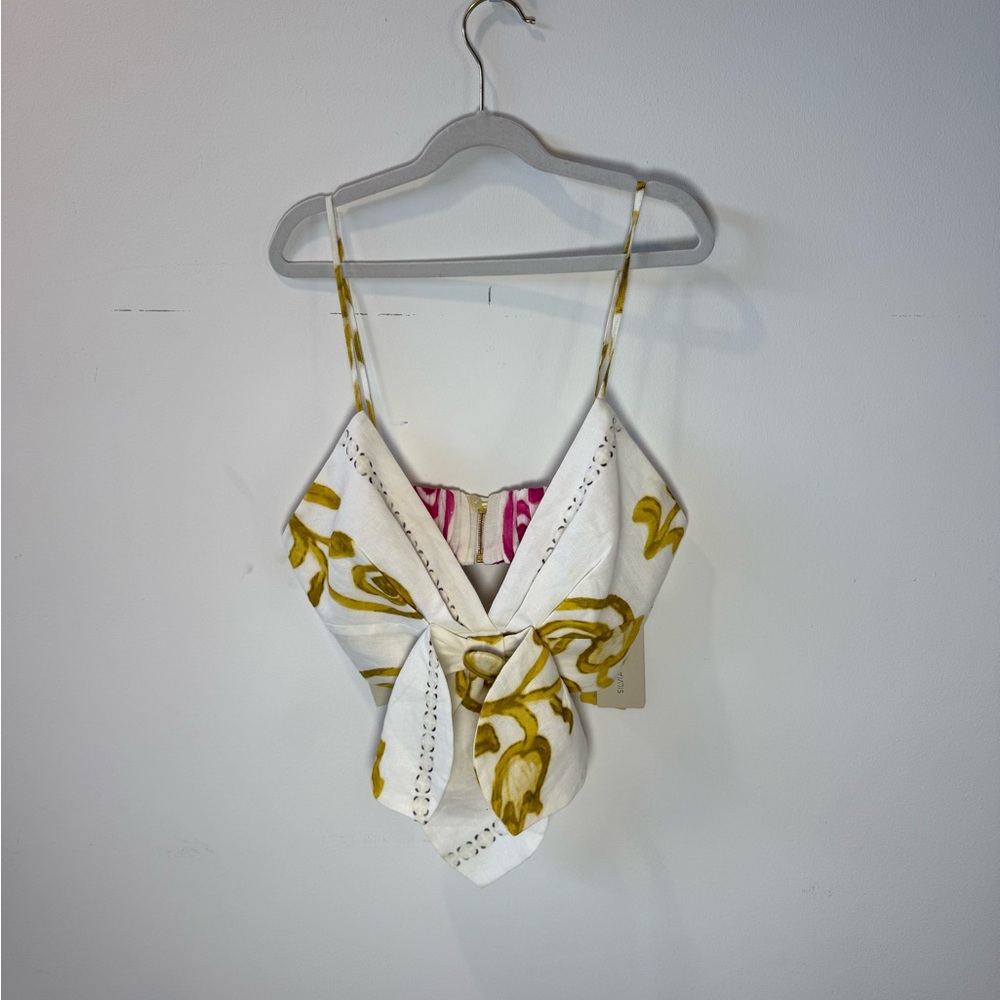 Silvia Tcherassi White Tie Front Asymmetrical Camisole